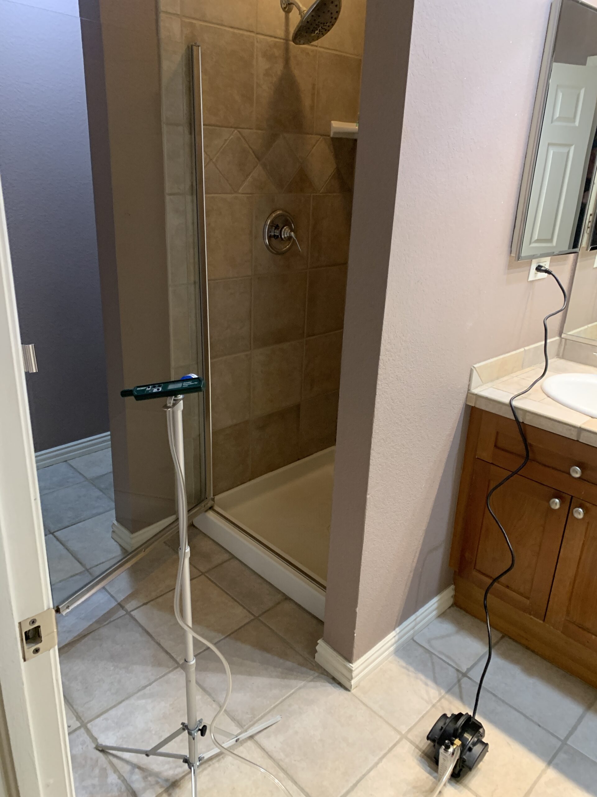 Mold growth in air tested for contamination.